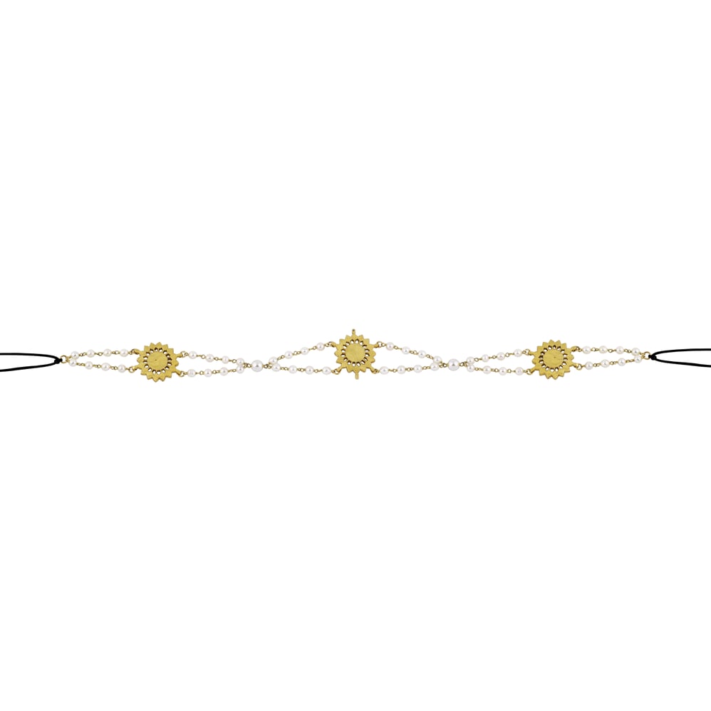 Floral Polki Diamond Sheeshpatti with Pearls & Adjustable Dori
